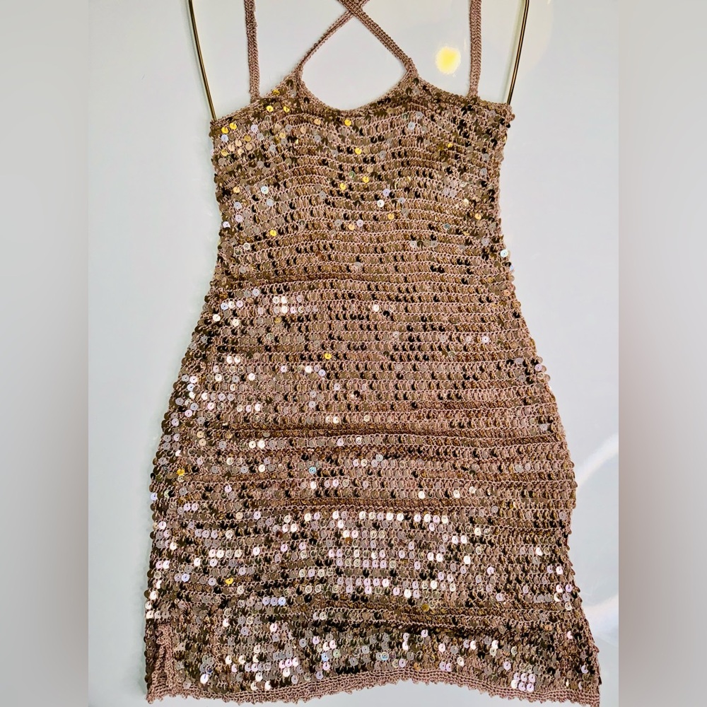 Retrofete - Ellian Sequin Dress - NEW - Large - Champagne Rose Gold - Picture 7 of 17